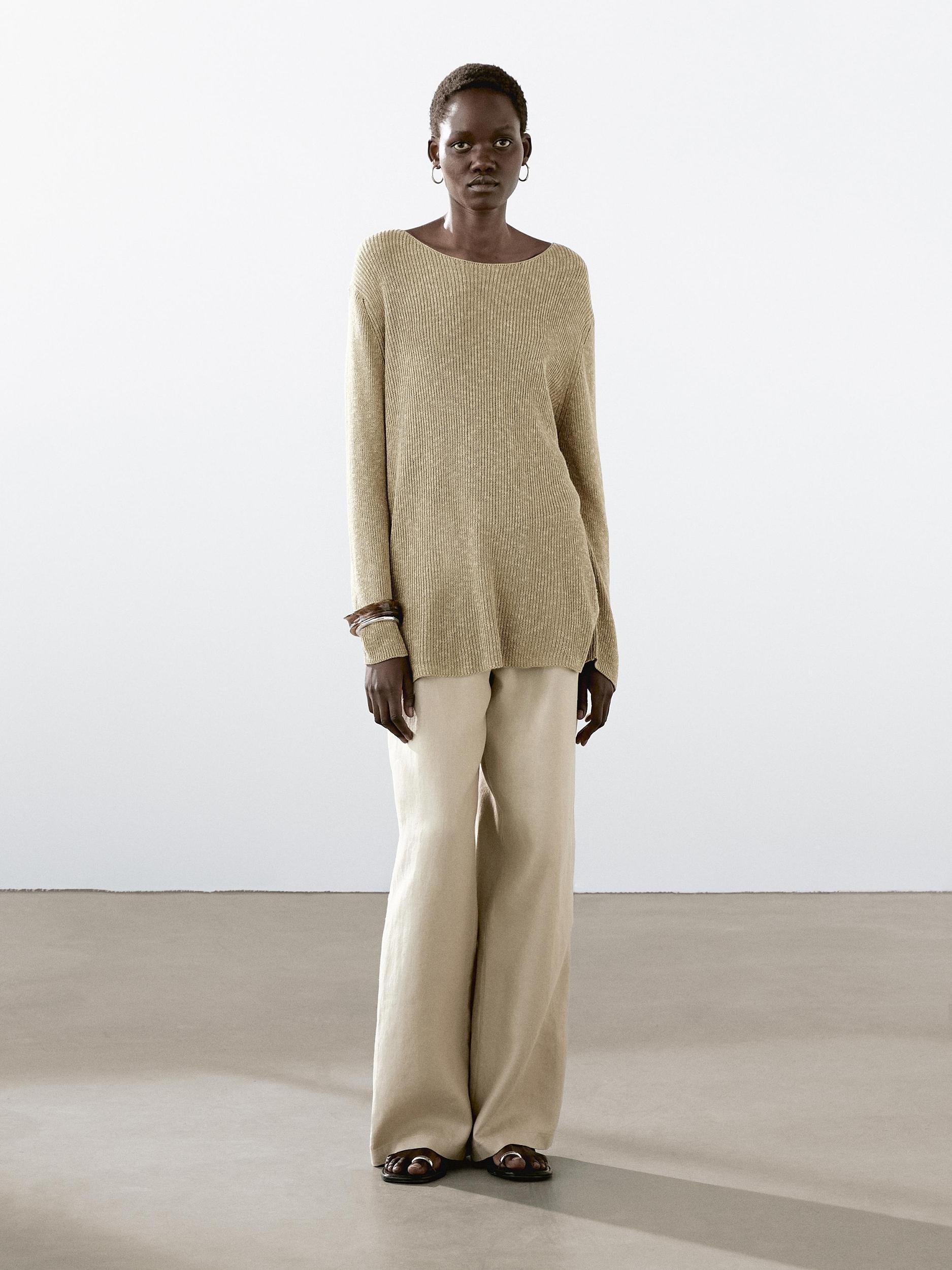 Cotton blend knit sweater Product Image