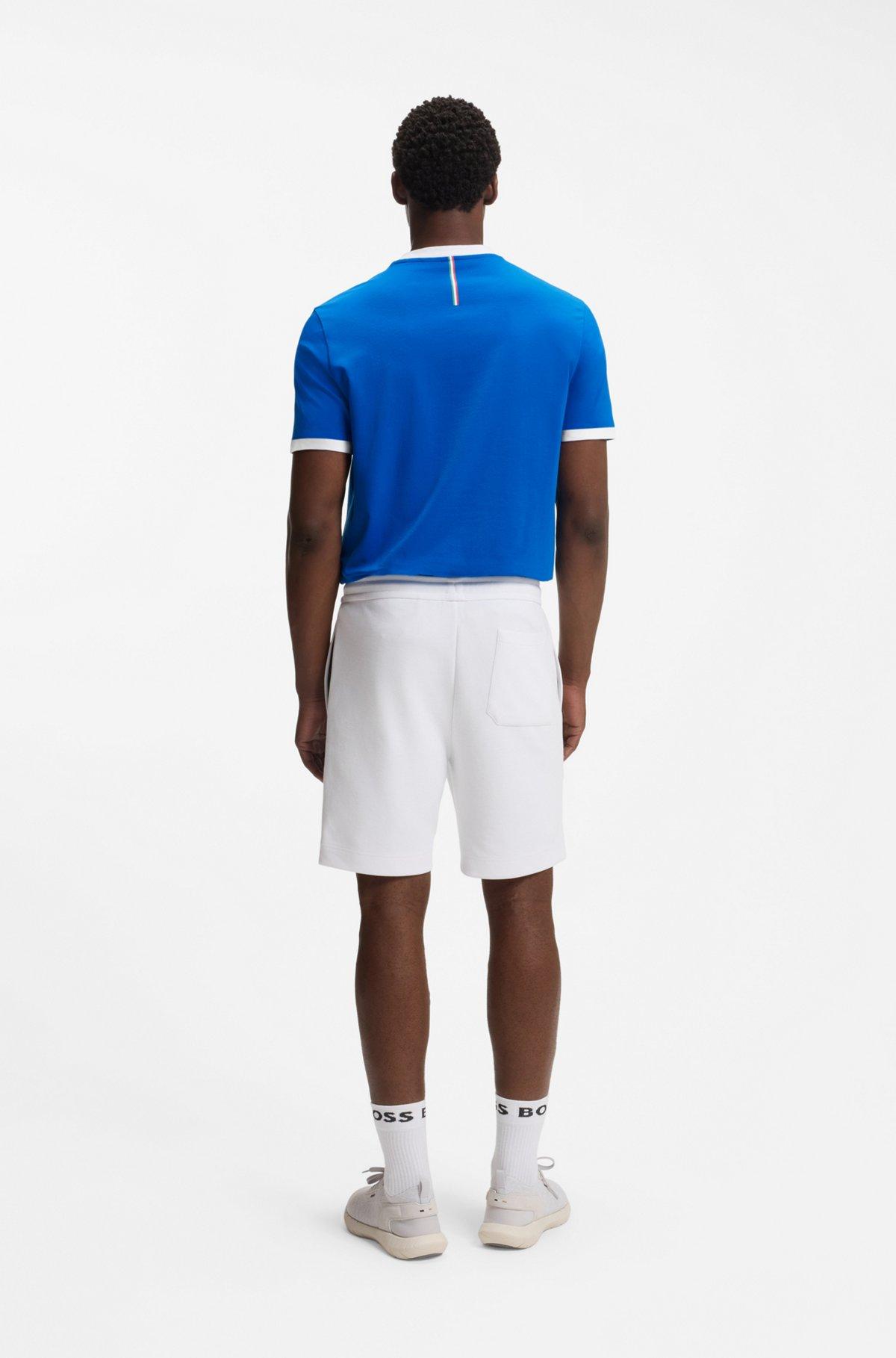 Stretch-cotton T-shirt with country flag and logo Product Image