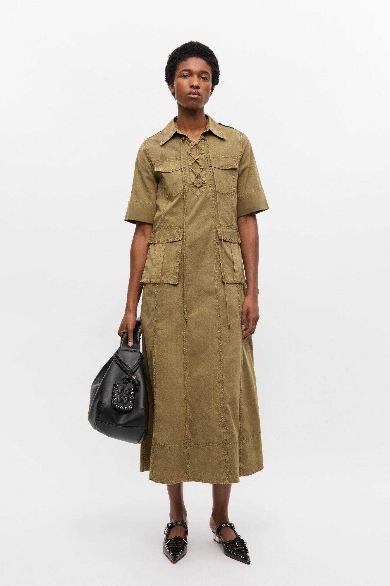 Green Washed Cotton Dress Product Image