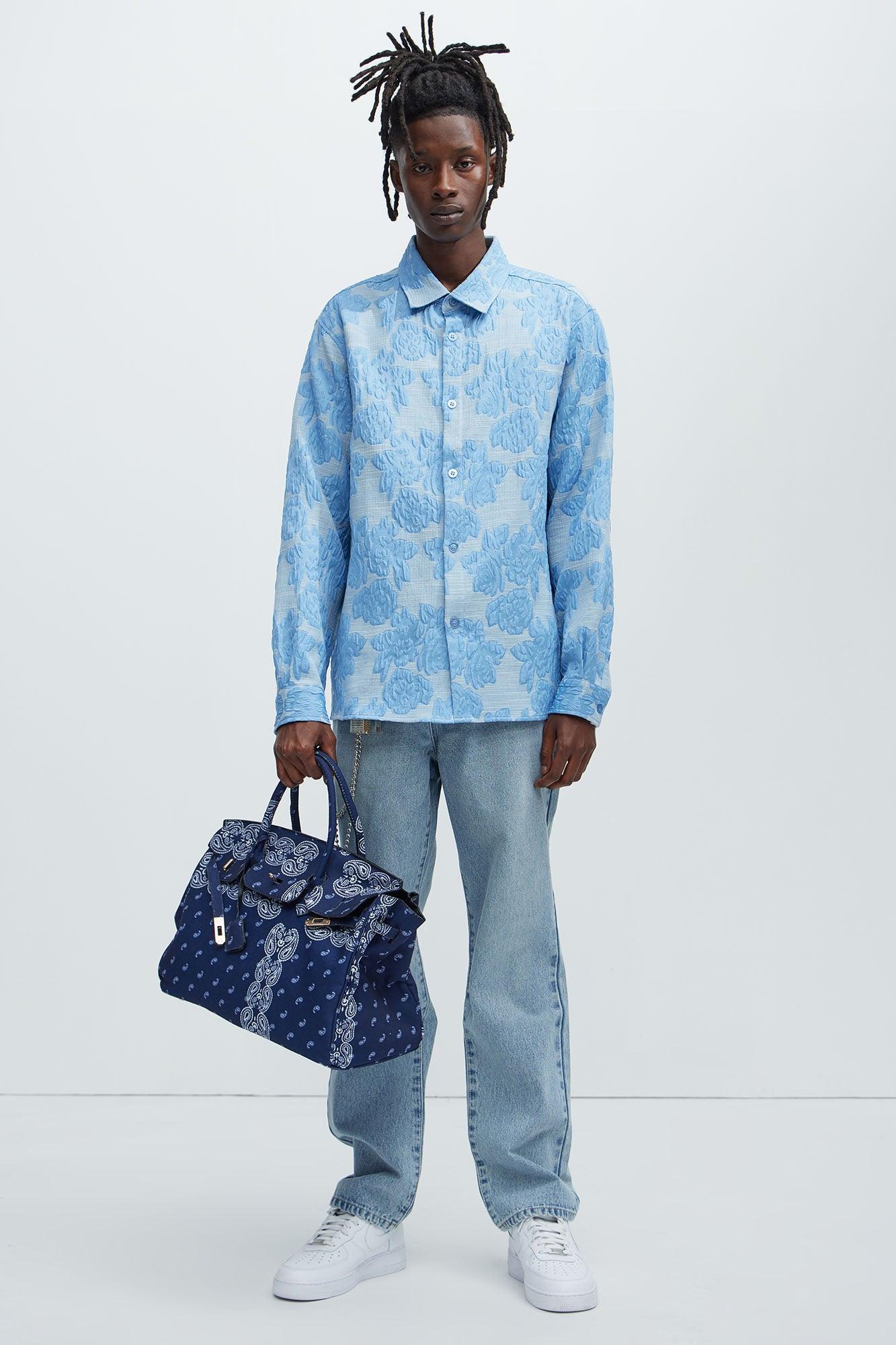 Bartlett Jacquard Long Sleeve Shirt - Blue Product Image