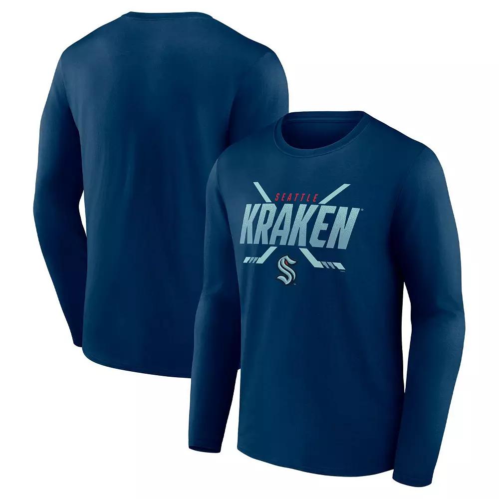 Men's Fanatics Branded Deep Sea Blue Seattle Kraken Covert Long Sleeve T-Shirt,  Product Image