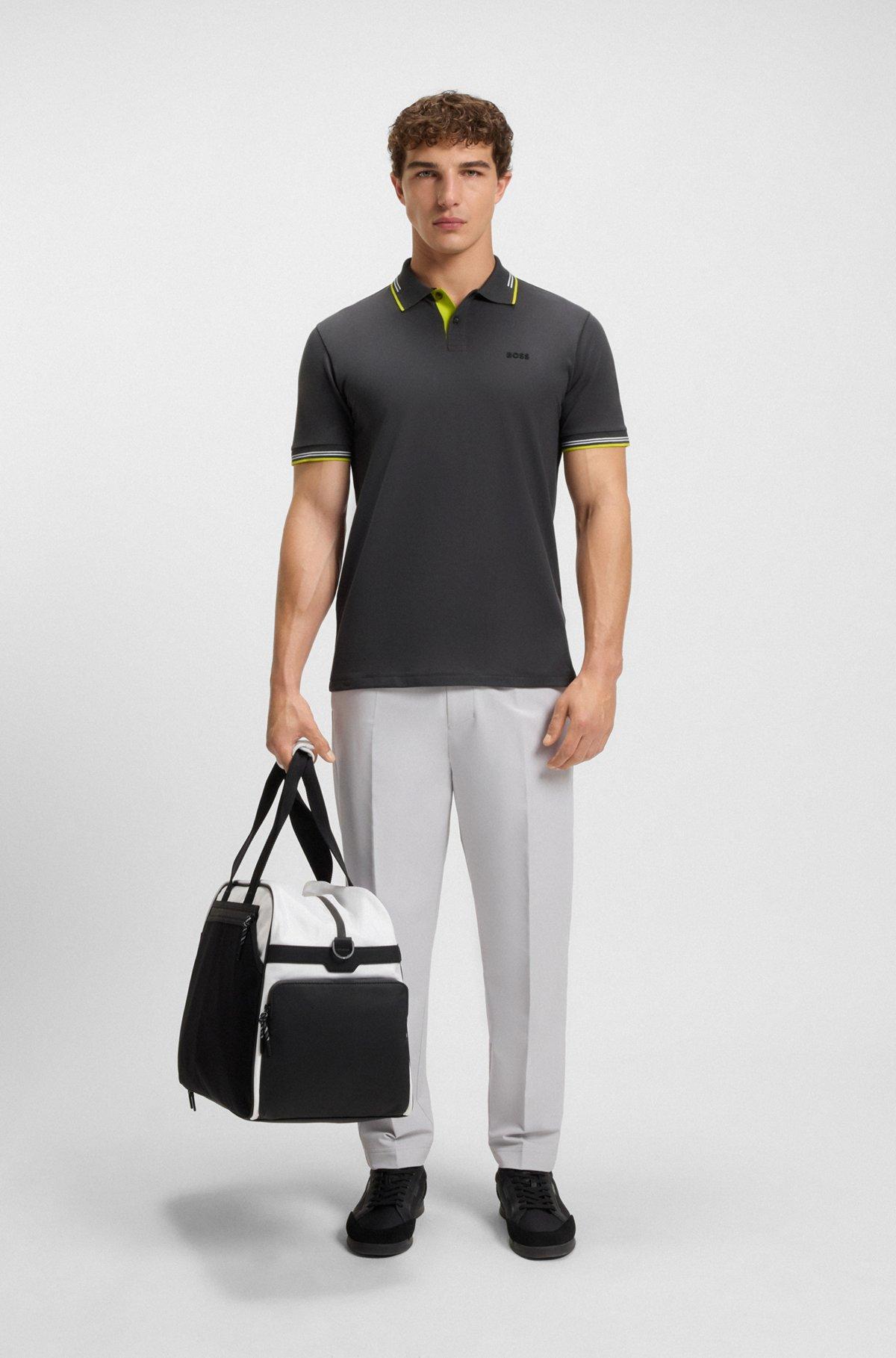 BOSS - Stretch-cotton slim-fit polo shirt with branding - Dark Grey Product Image