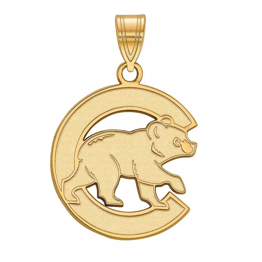 LogoArt Sterling Silver Chicago Cubs Large Walking Bear Pendant, Womens Gold Tone Product Image