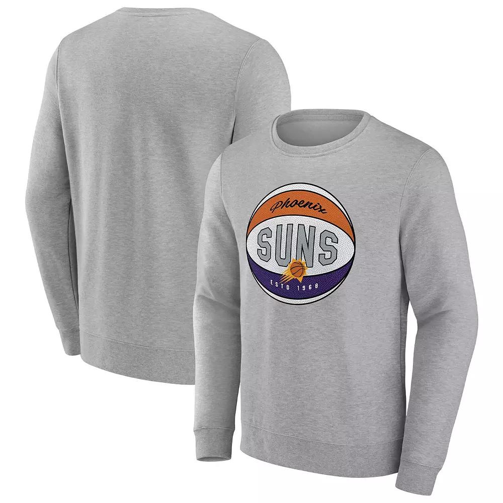 Men's Fanatics Branded Heathered Gray Phoenix Suns True Classics Vint Pullover Sweatshirt,  Product Image