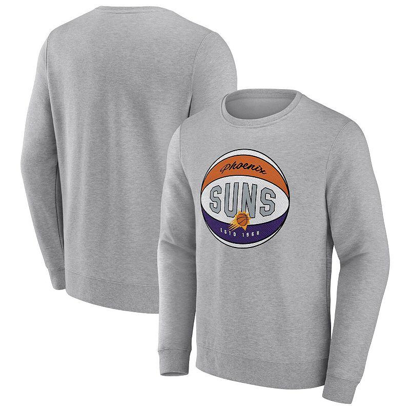 Men's Fanatics Branded Heathered Gray Phoenix Suns True Classics Vint Pullover Sweatshirt,  Product Image