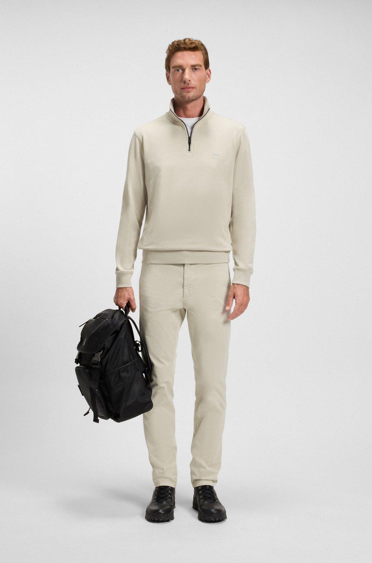 Slim-fit trousers in stretch-cotton satin Product Image