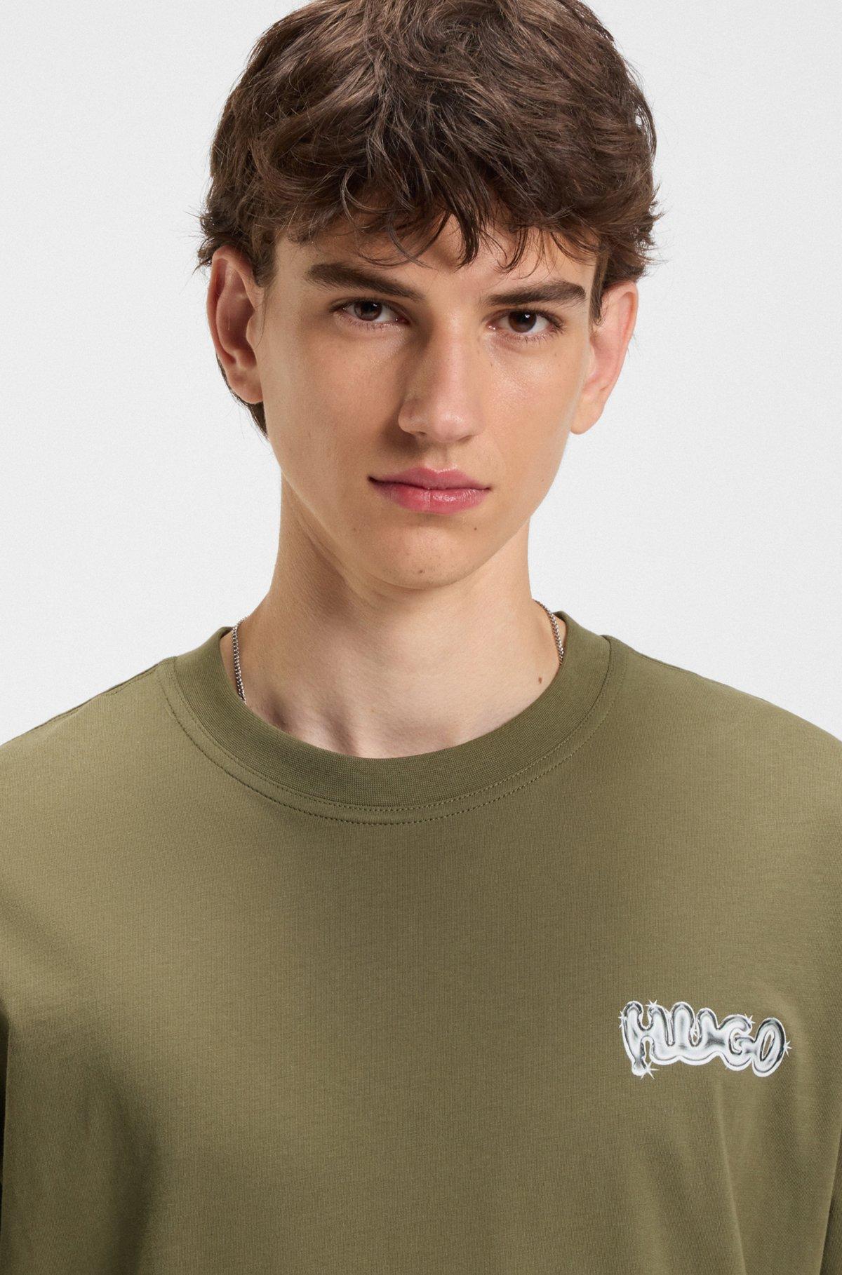 All-gender cotton-jersey T-shirt with logo prints Product Image