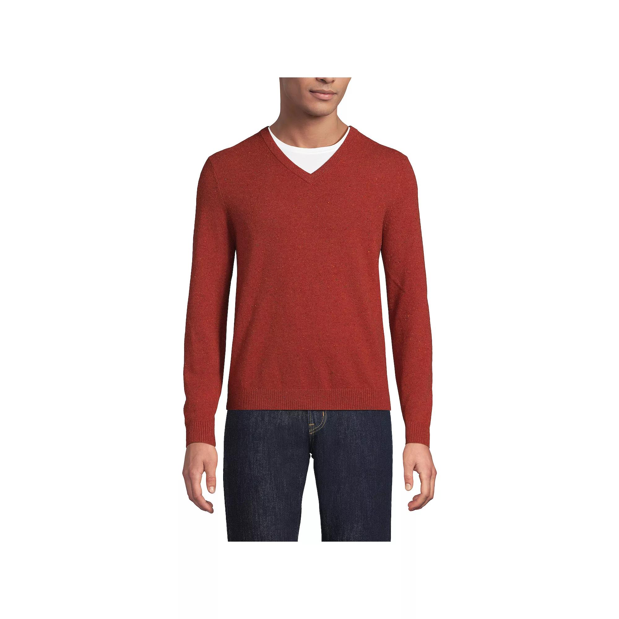 Men's Lands' End Fine-Gauge Cashmere V-neck Sweater,  Product Image
