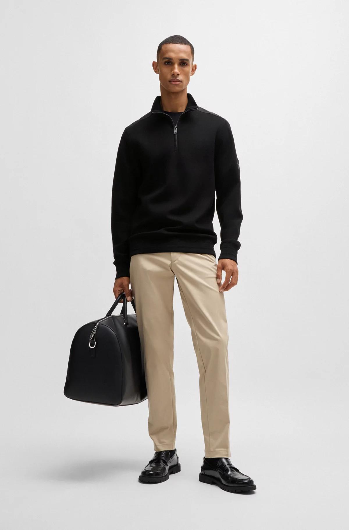 Boss Mercerized-Cotton Regular-Fit Sweatshirt with Logo Patch Product Image