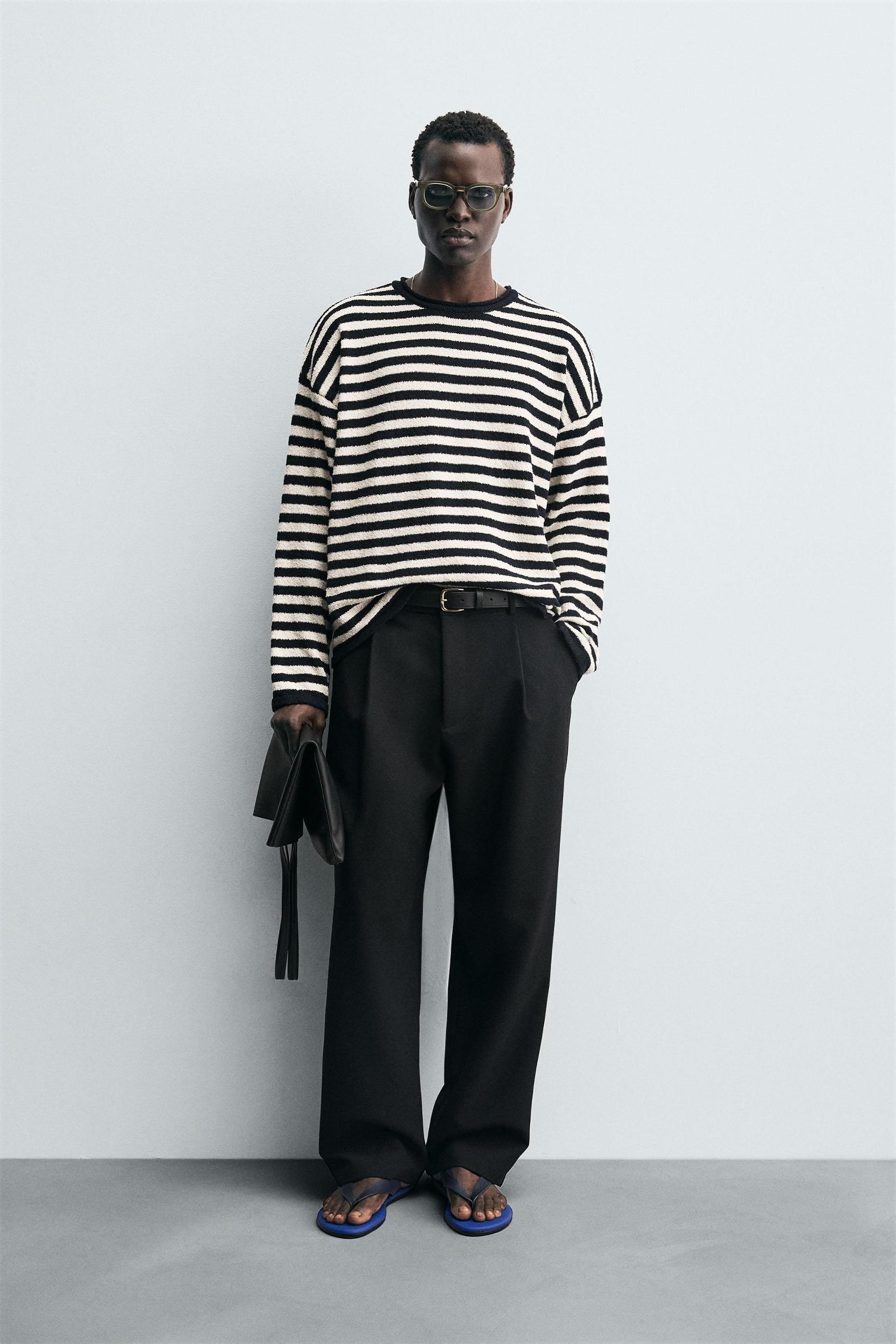 LIGHTWEIGHT STRIPED SWEATER Product Image