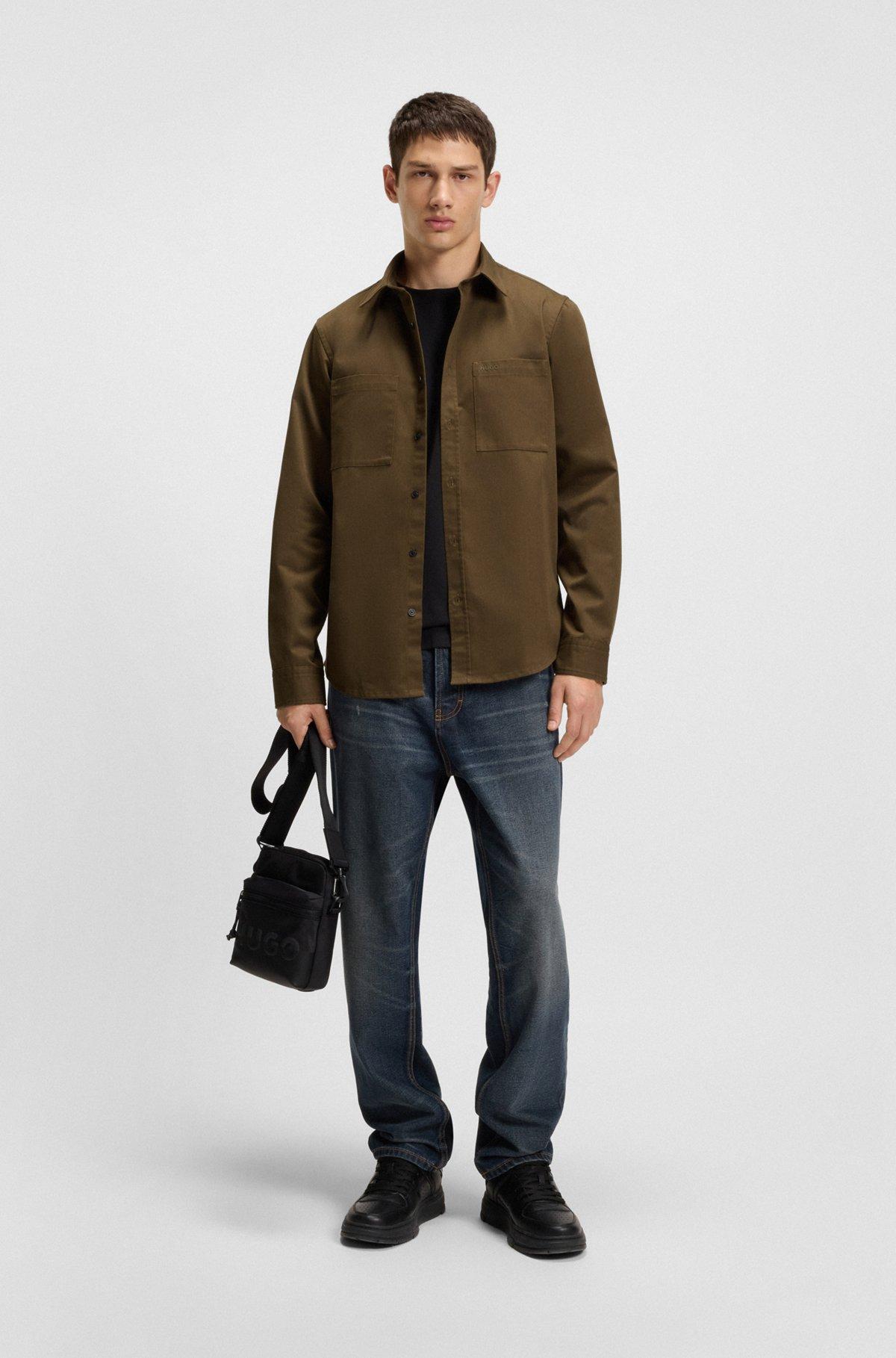 HUGO - Relaxed-fit shirt in soft twill with Kent collar - Light Green Product Image