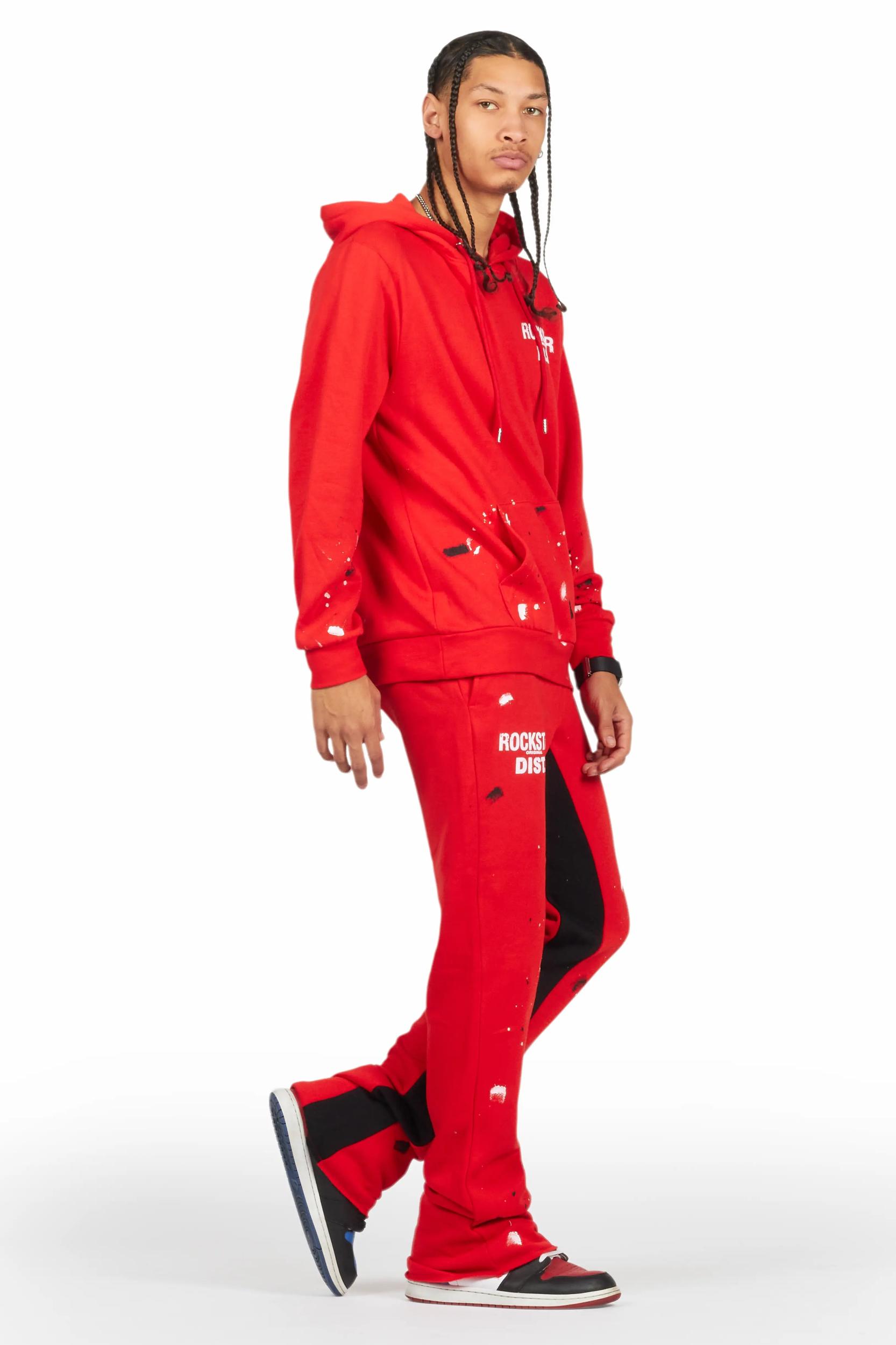 Jaco Red Hoodie Baggy Fit Pant Track Set Male Product Image