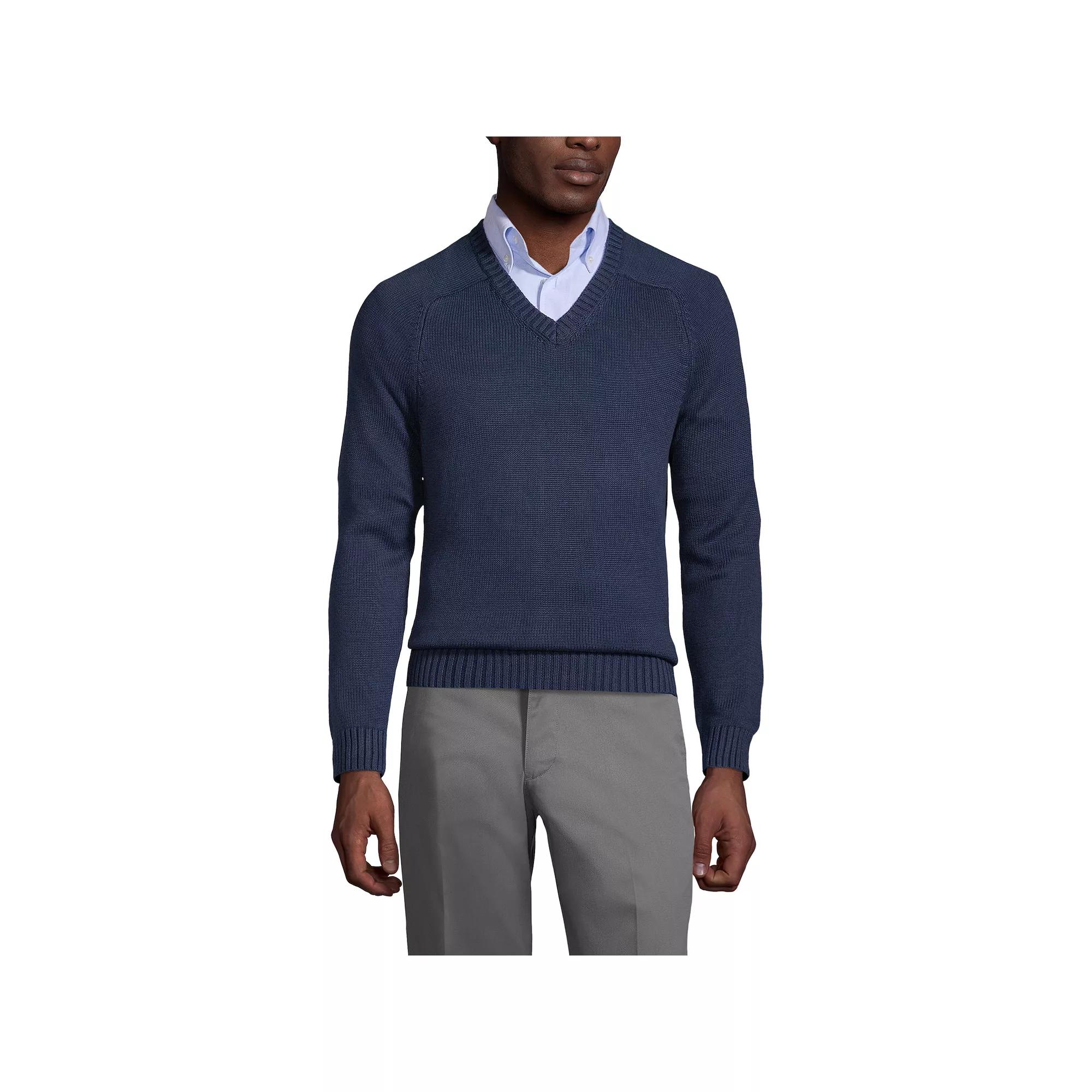 Mens' Lands' End School Uniform V-Neck Sweater, Men's,  Product Image