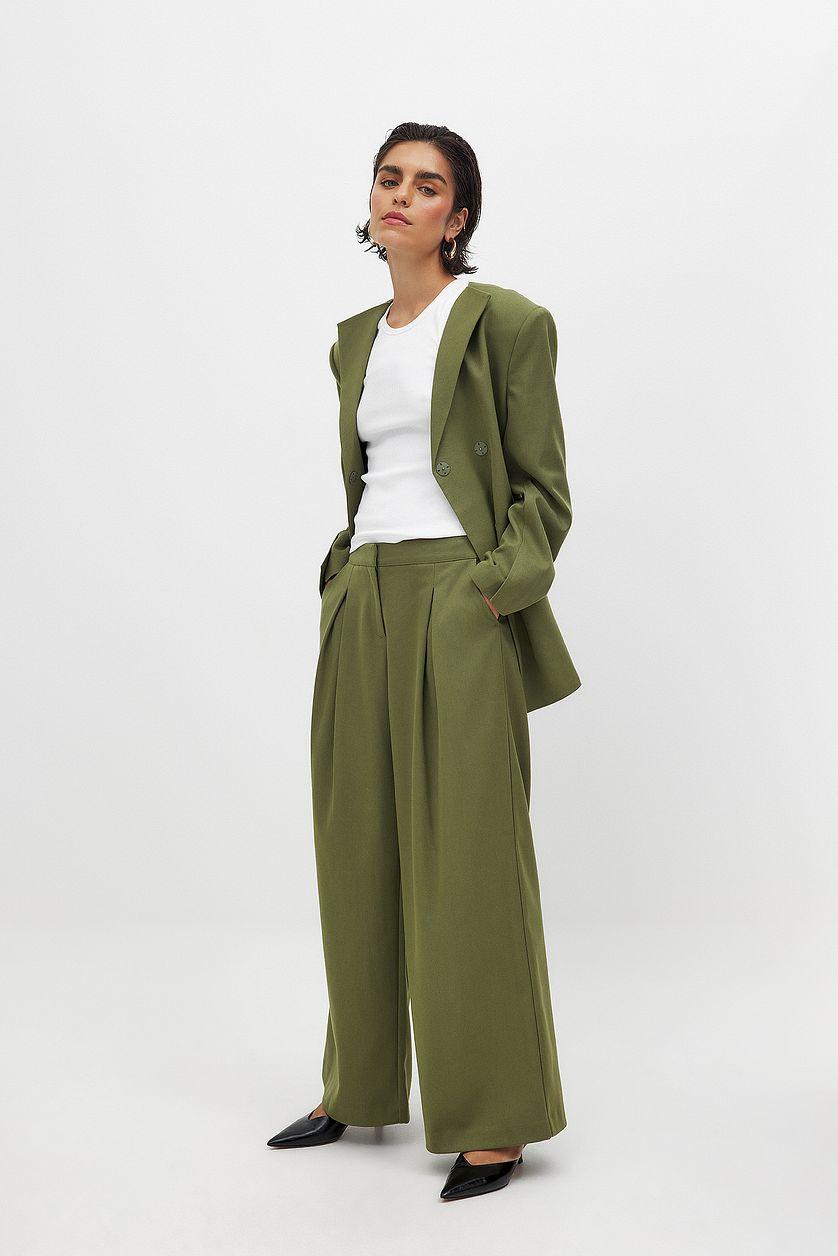Mid Waist Wide Leg Suit Pants Product Image