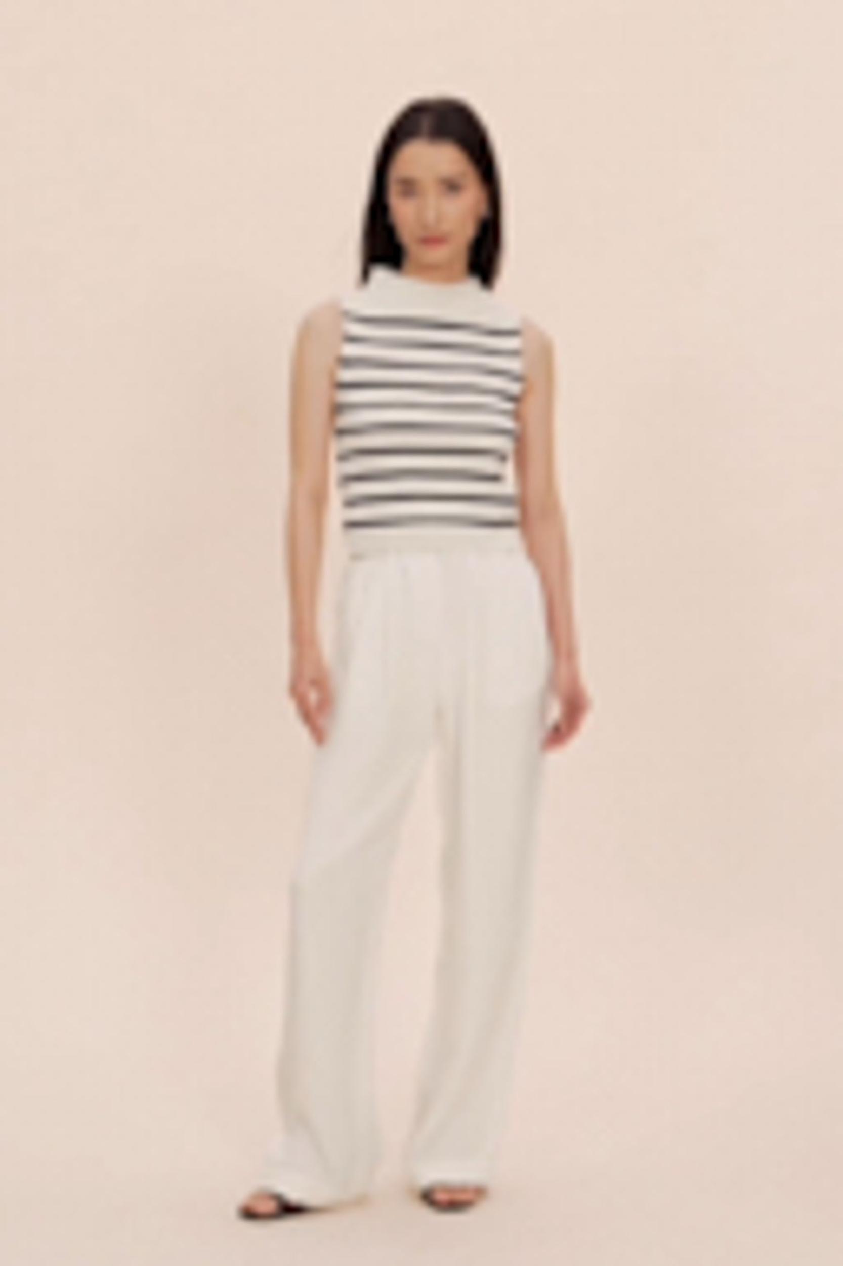 Cropped Spun Silk Strip Sweater Product Image