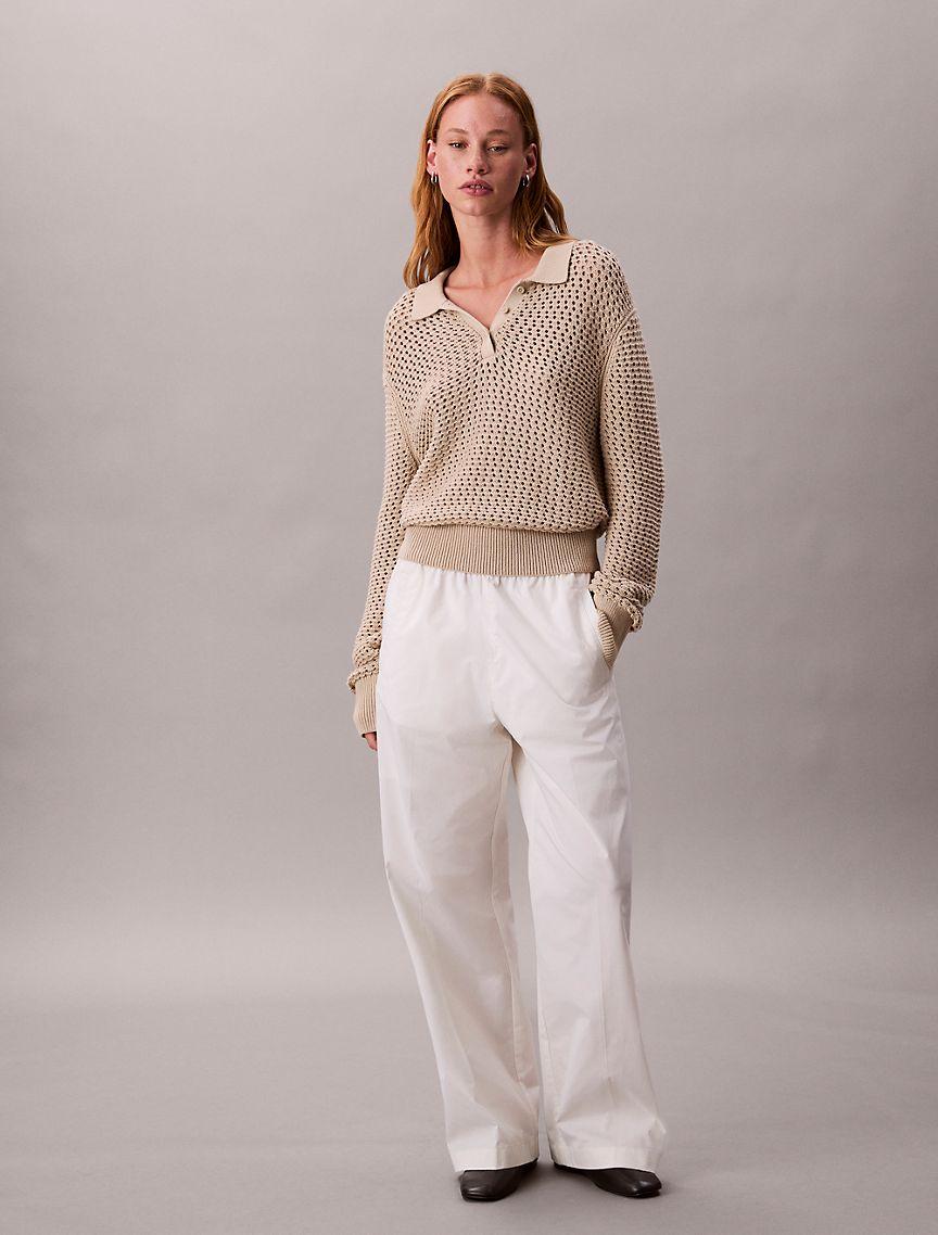 Open Stitch Polo Sweater Product Image