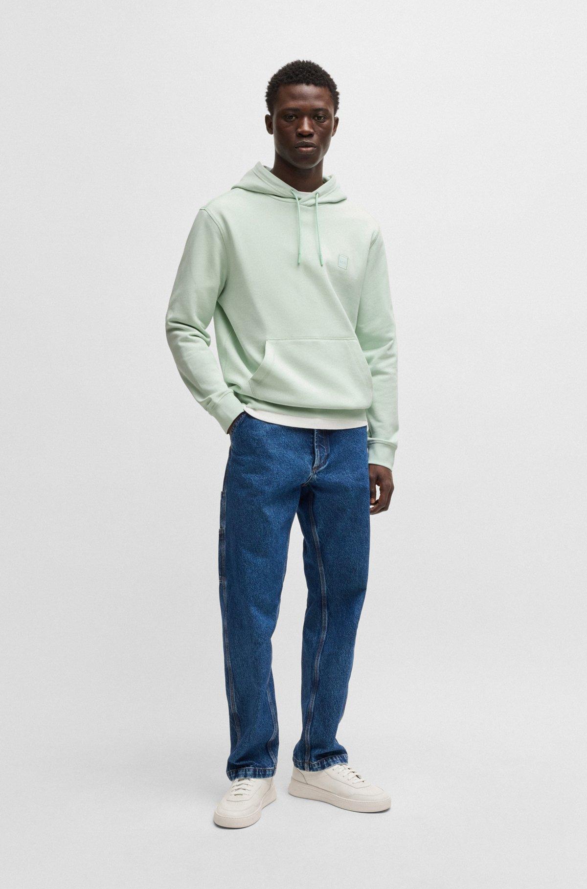 Cotton-terry hoodie with logo patch Product Image