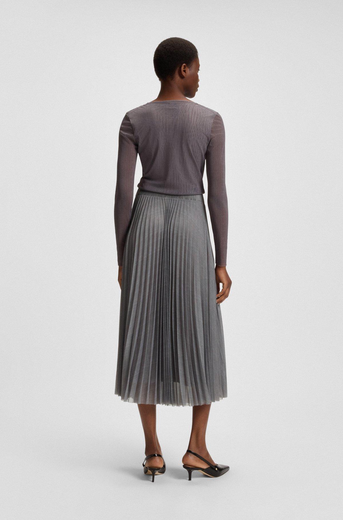 BOSS - Lined tulle skirt with plissé pleats - Patterned Product Image