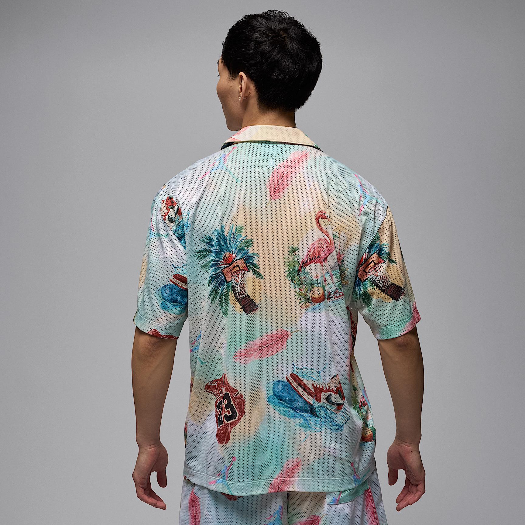 Jordan Mens Jordan Essential SMR PK Printed Camp Top - Mens Sail/Carolina Product Image