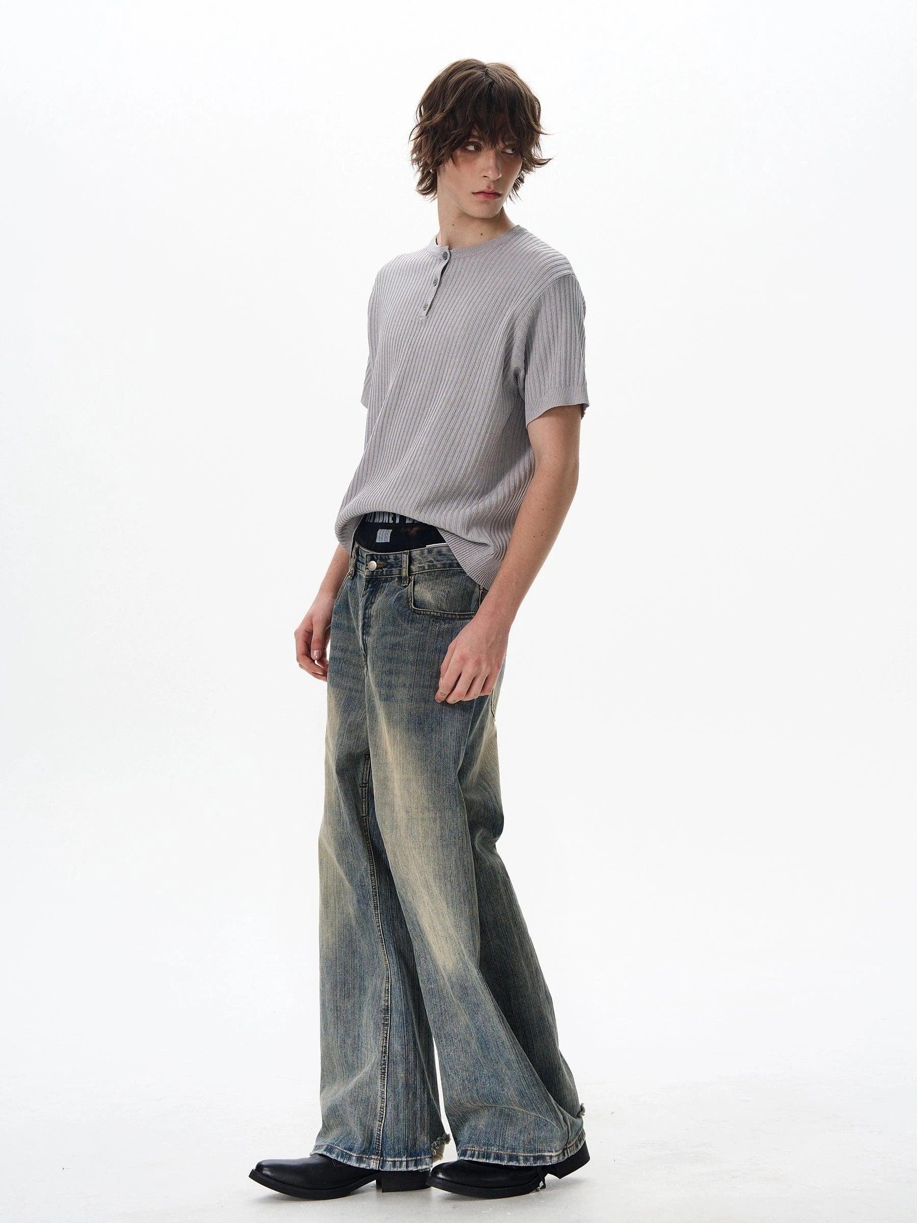 RT No. 18045 KNIT HENRY COLLAR SHORT SLEEVE Product Image