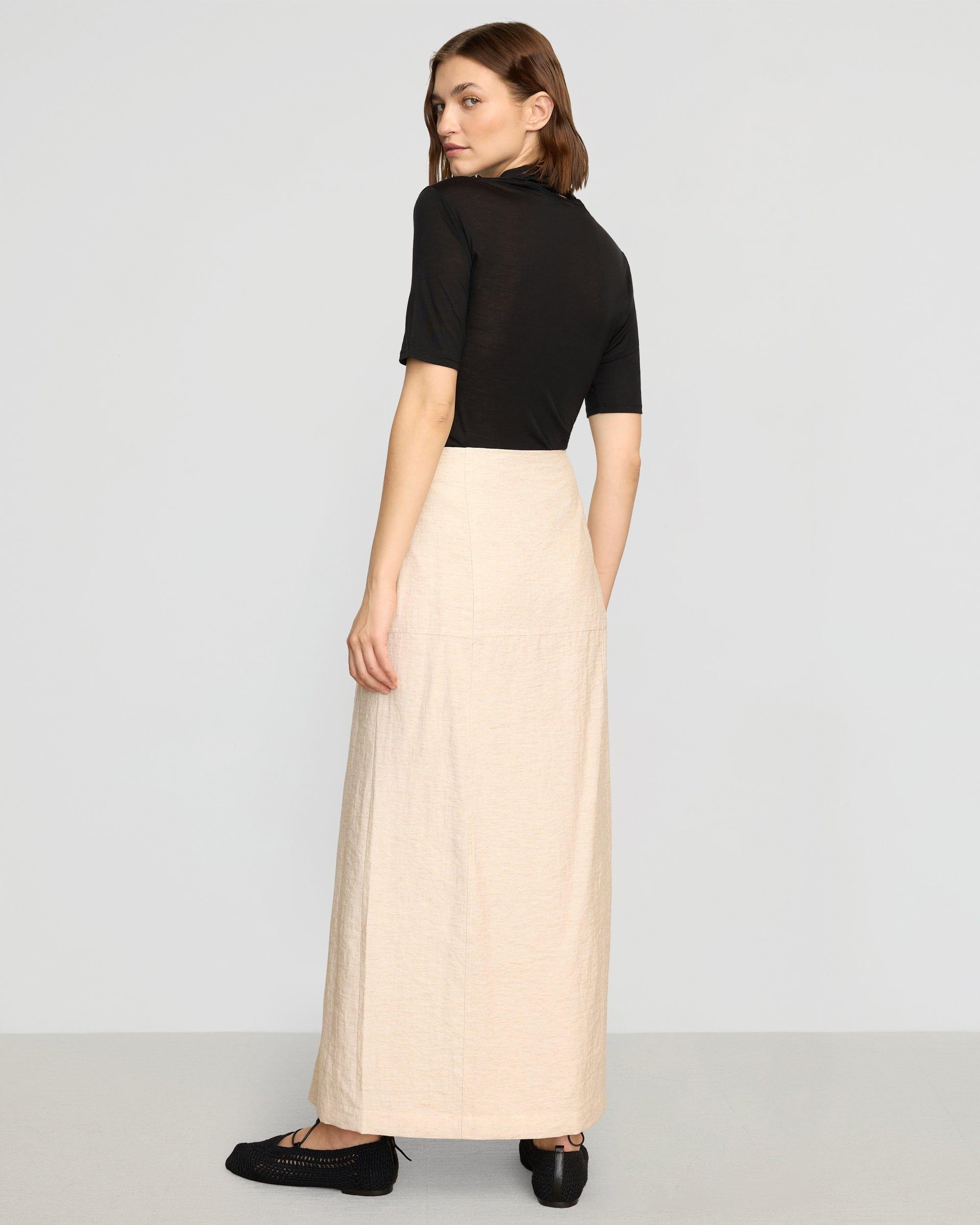 Ranni Front-Vent Linen-Blend Skirt Product Image