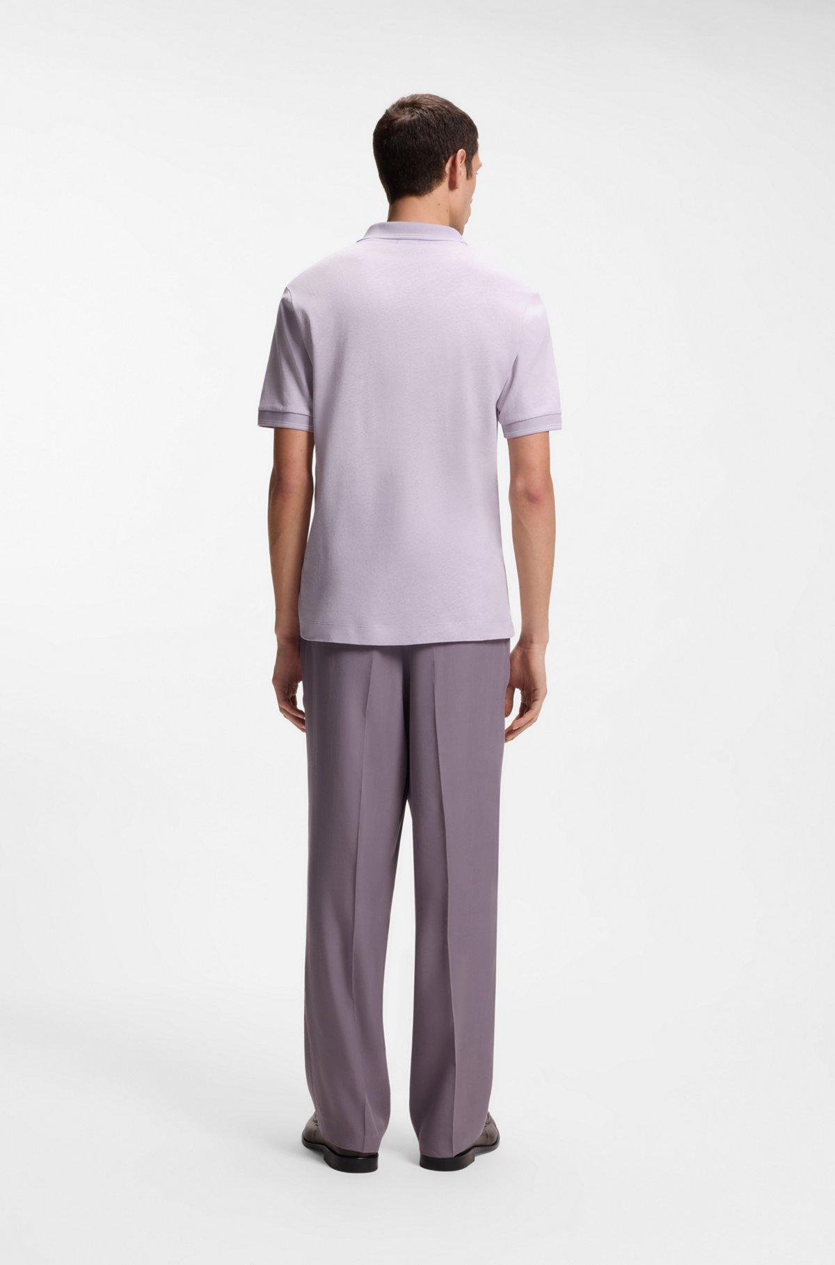 Johnny-collar polo shirt in cotton and linen Product Image
