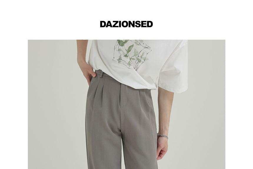 High Waist Plain Straight Leg Pants Product Image