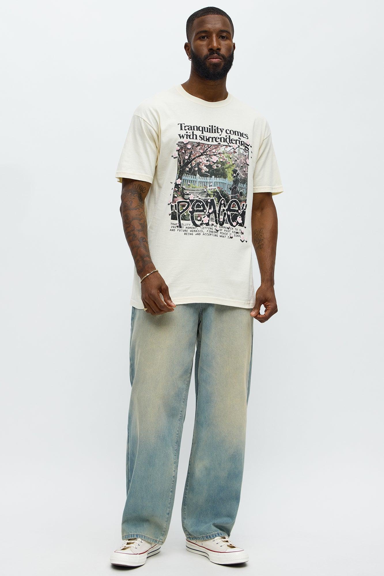 Peace Be With Yall Short Sleeve Tee - Natural Male Product Image