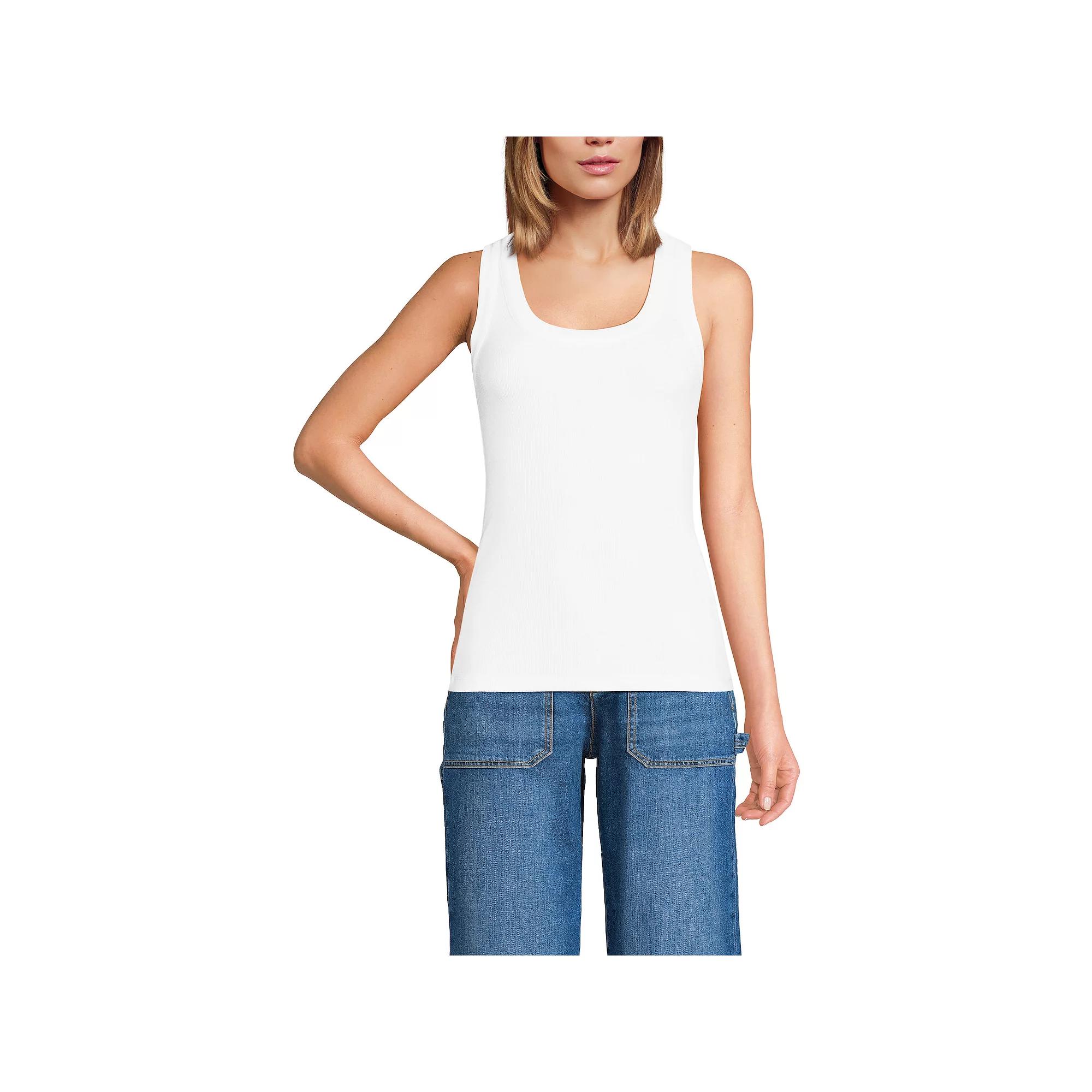 Women's Lands' End Drapey Ribbed Fitted Tank Top,  Product Image