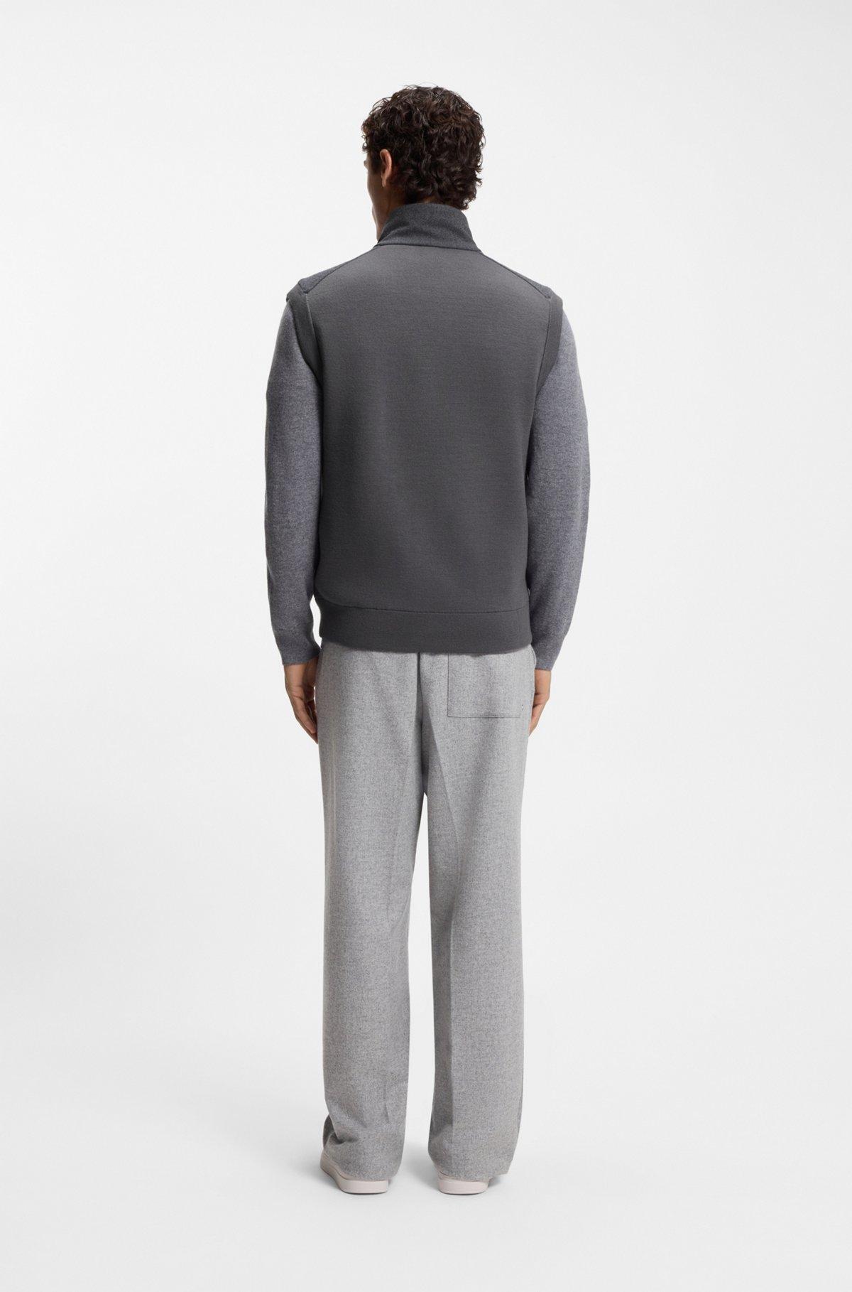 Flannel gilet with ribbed trims Product Image