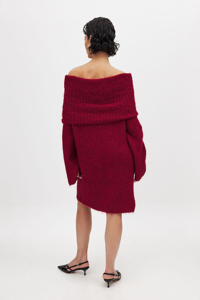 Knitted Off Shoulder Mini Dress Product Image