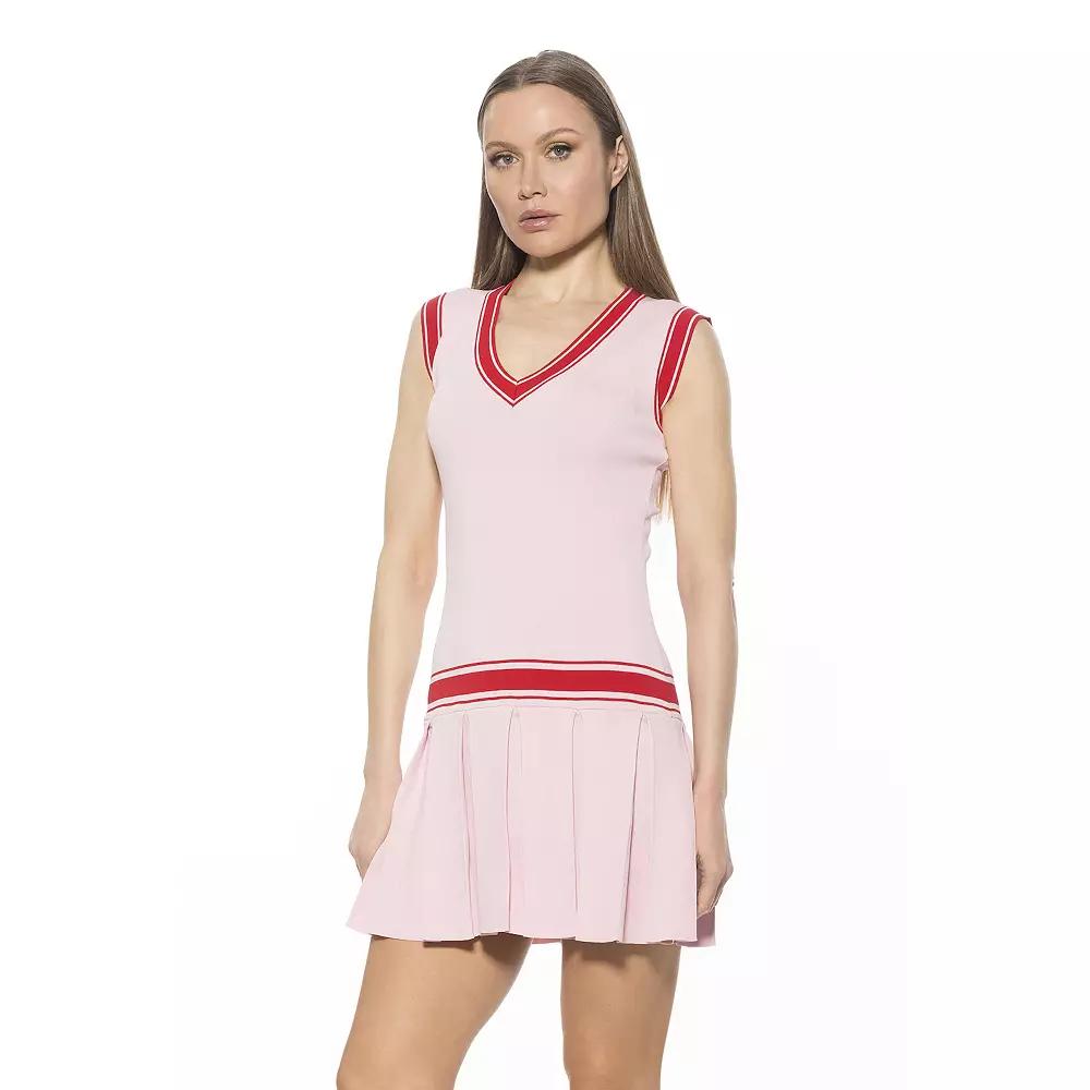 Women's ALEXIA ADMOR Venus V-Neck Dropped Waist Knit Tennis Dress,  Product Image
