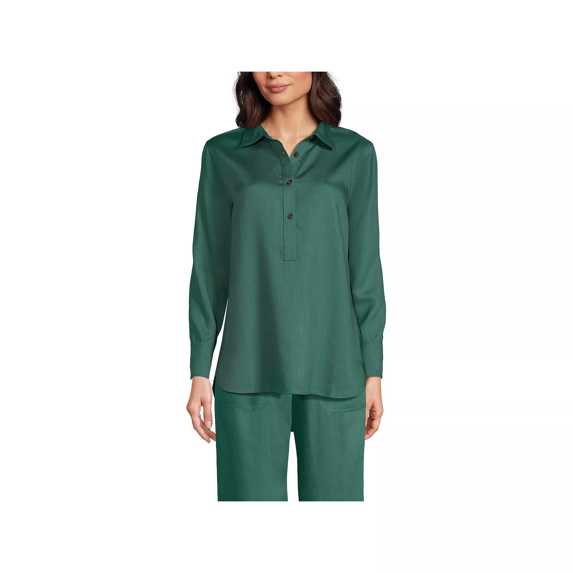 Women's Lands' End Button Front Popover Shirt,  Product Image