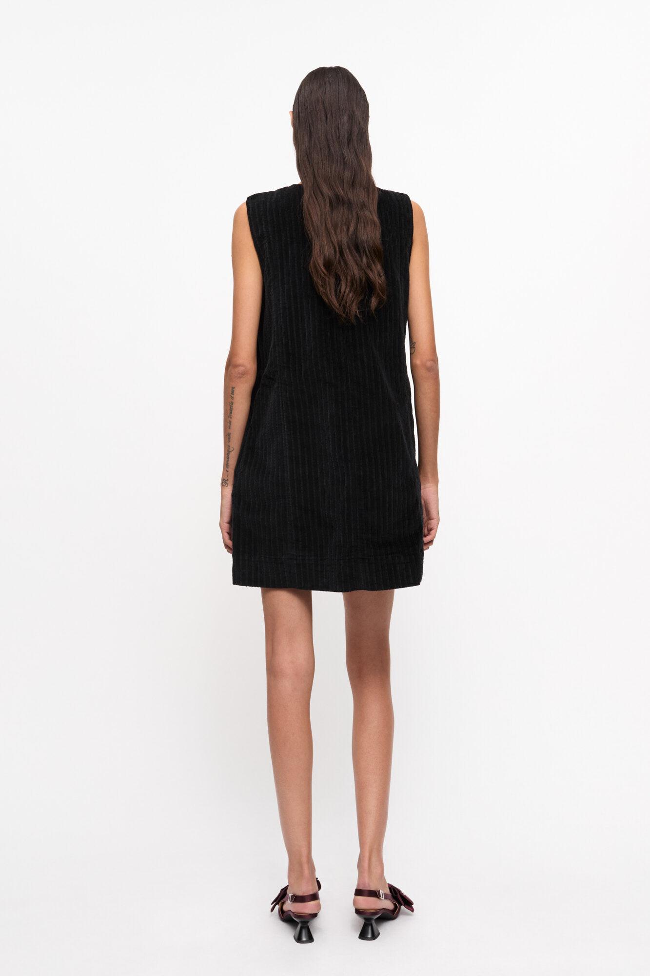 Black Corduroy Mini Dress Product Image