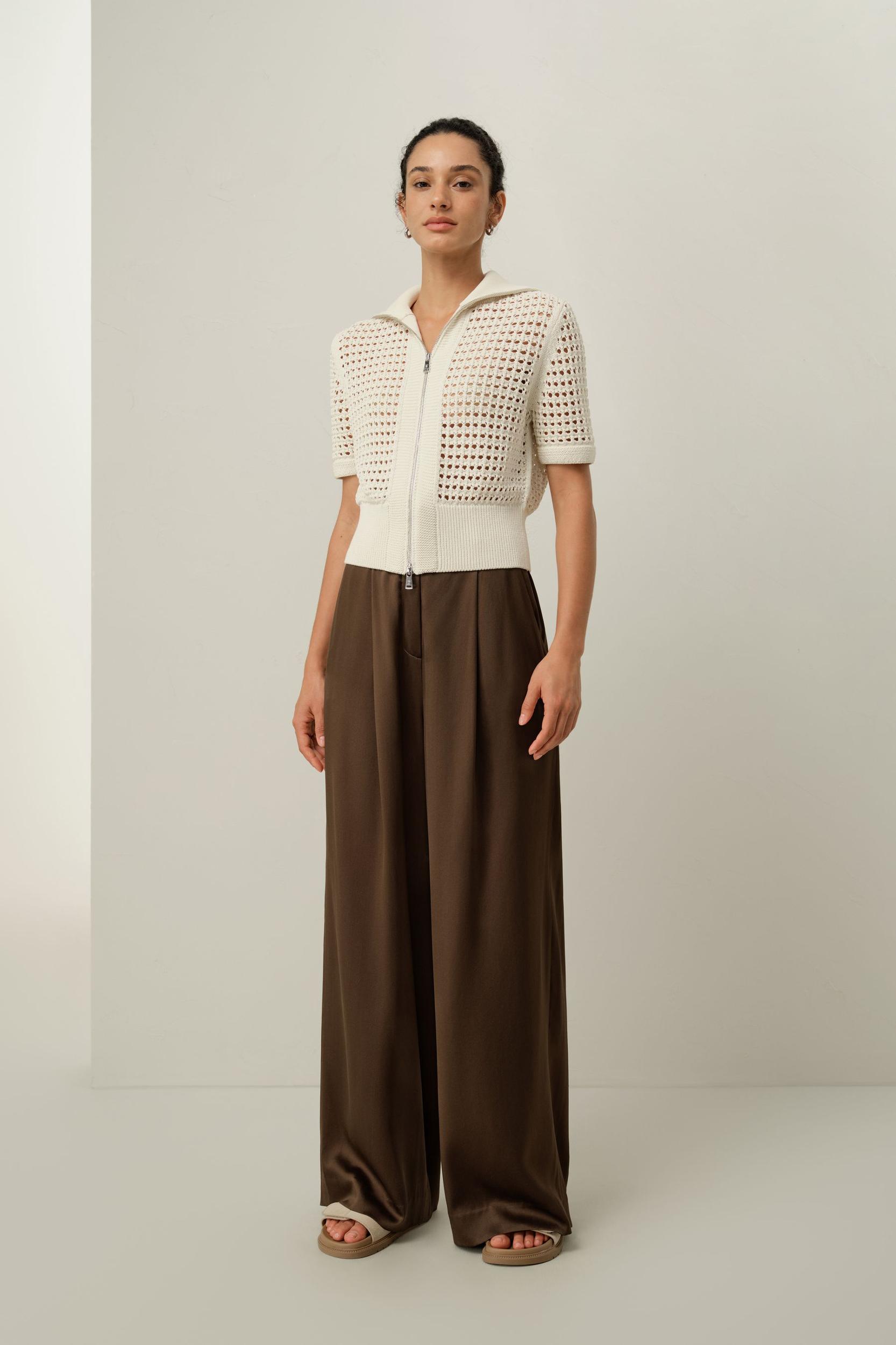 Toscana Pointelle Knit Double-Zip Cardigan Product Image