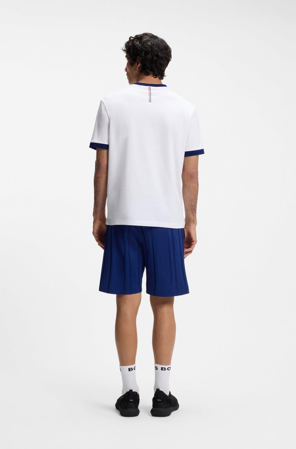 Stretch-cotton T-shirt with country flag and logo Product Image