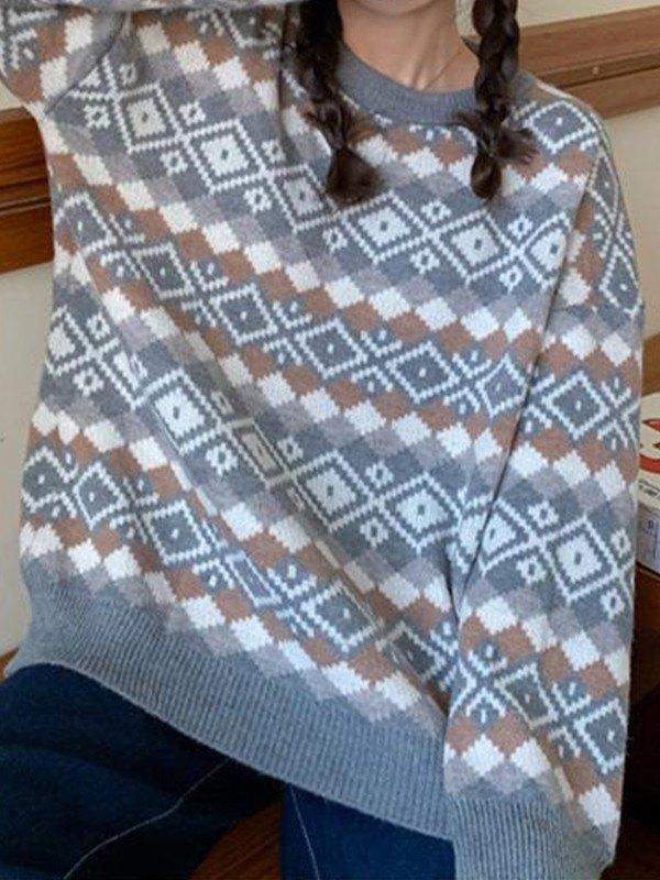 Vintage Geometric Jacquard Sweater Product Image