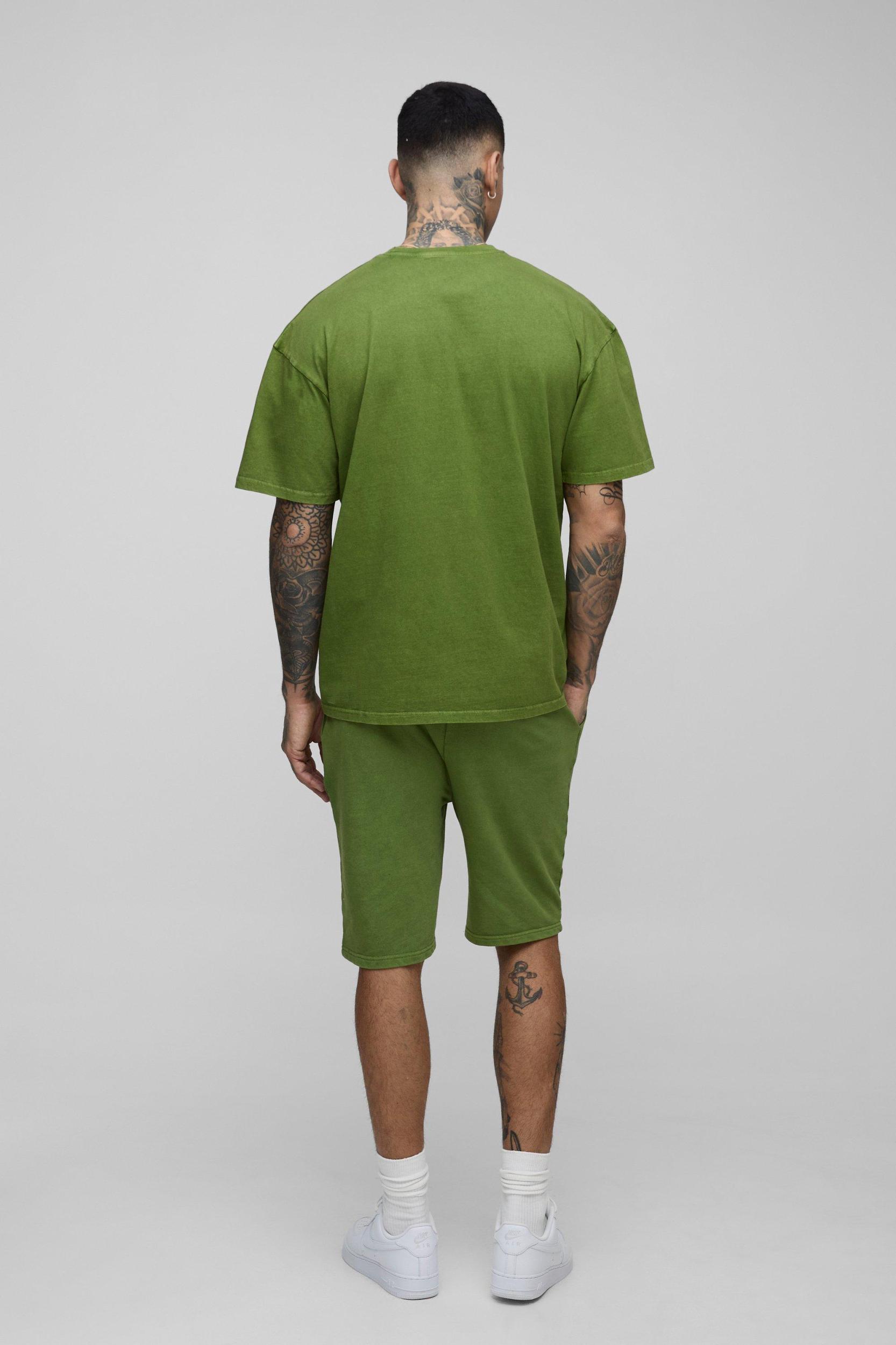 Tall Loose Fit Acid Wash Jersey Shorts | boohooMAN USA Product Image