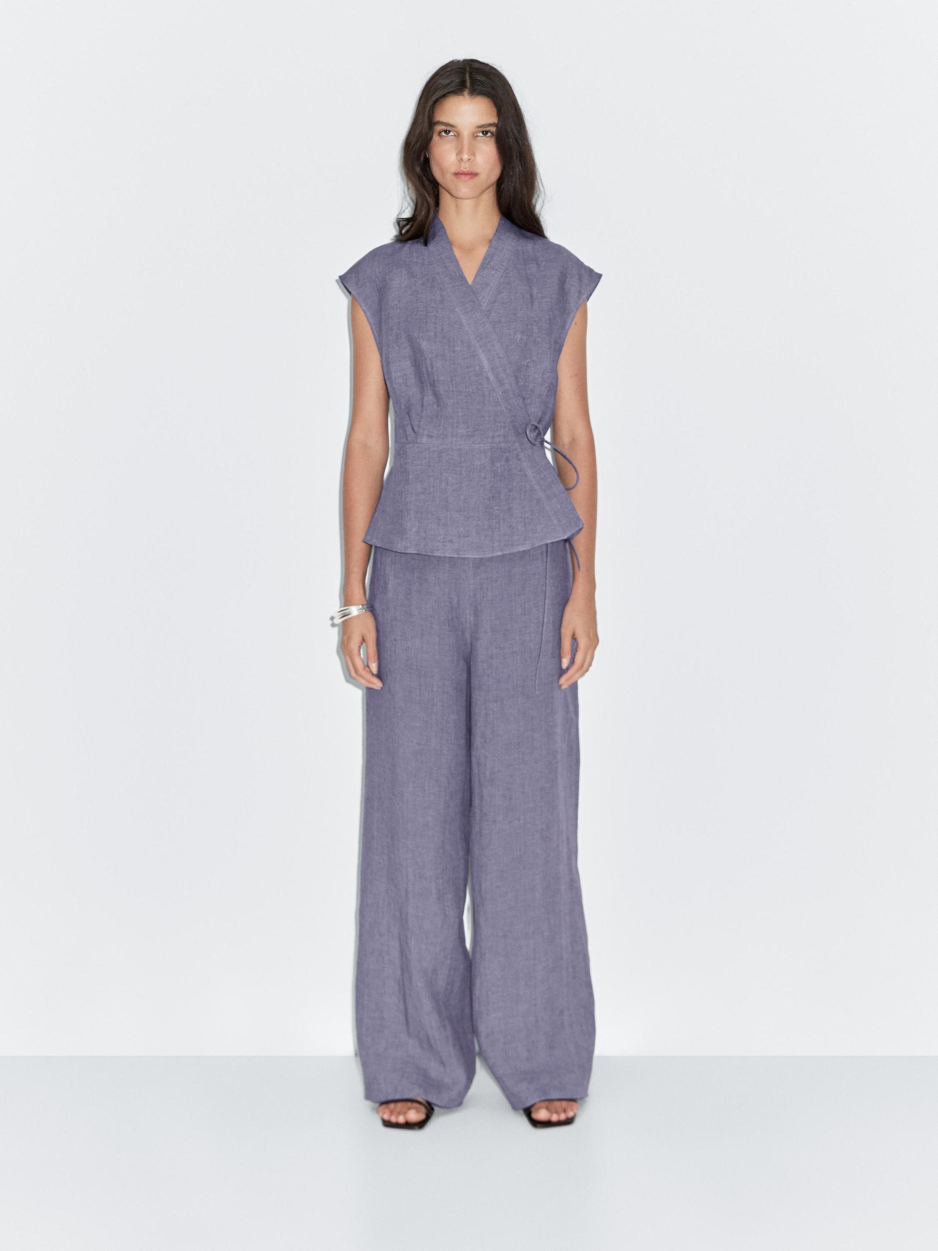 100% linen crossover waistcoat Product Image