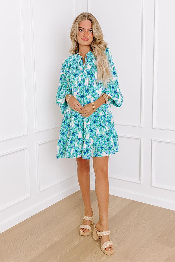 Coastal Cruise Floral Mini Dress in Green Product Image