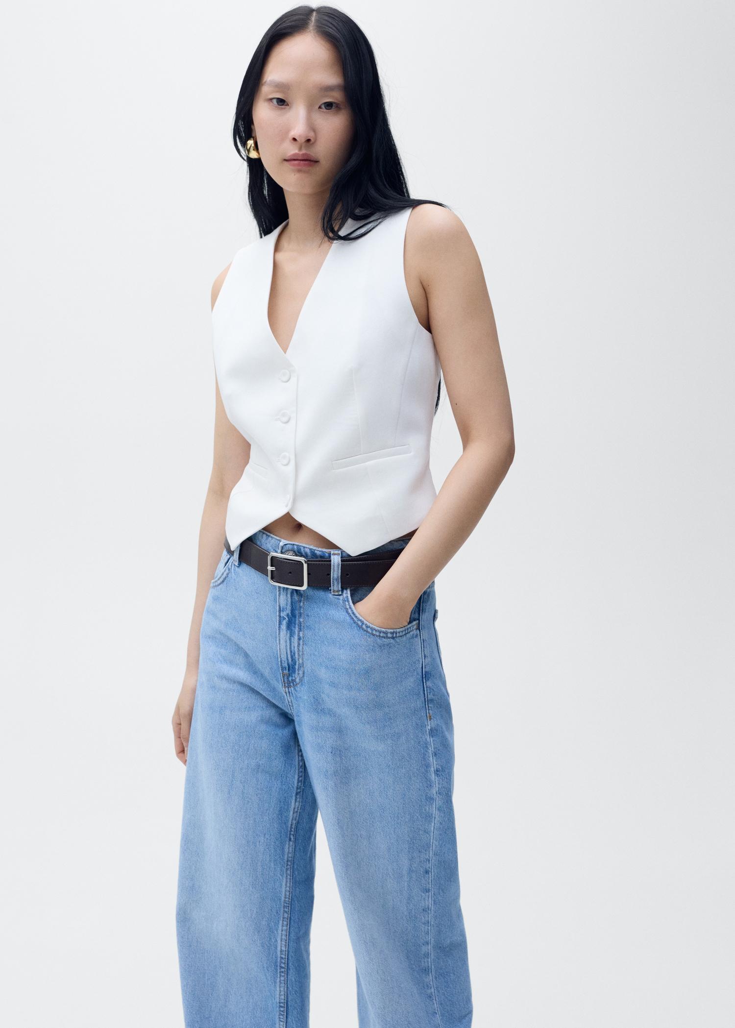 Straight lyocell suit vest - Women | MANGO USA Product Image