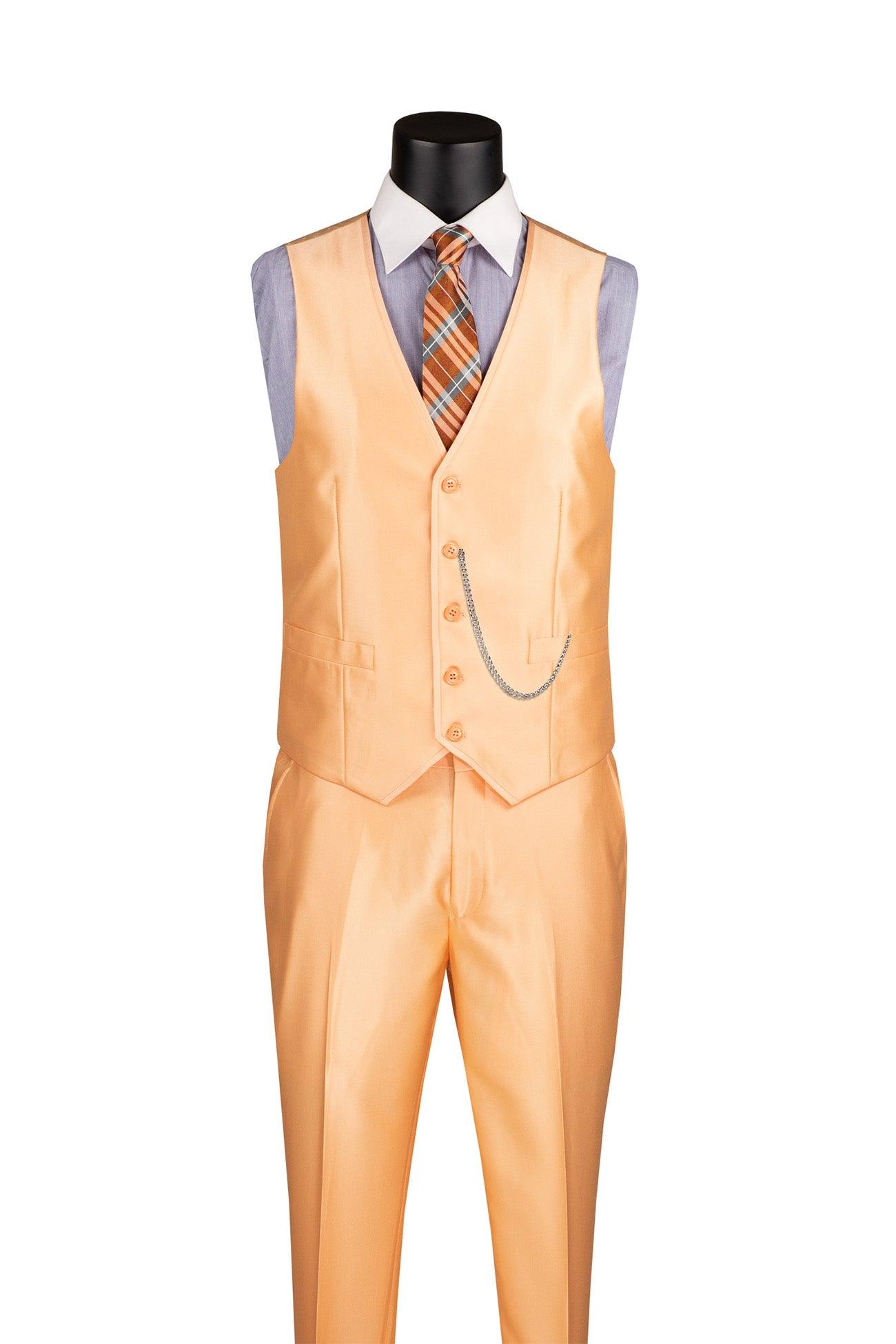 Slim Fit 3 Piece Satin Suit in Melon Product Image