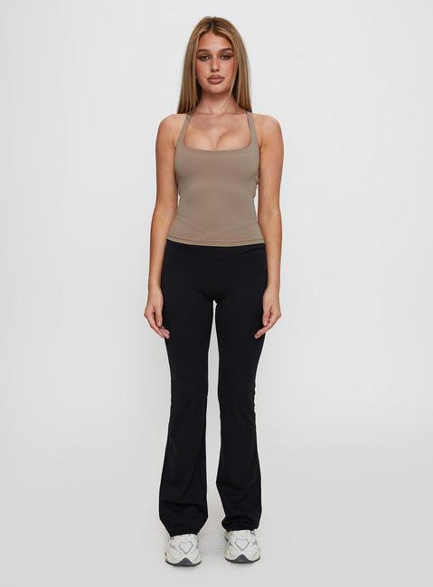 Layup Active Longline Cross Back Top Taupe Product Image