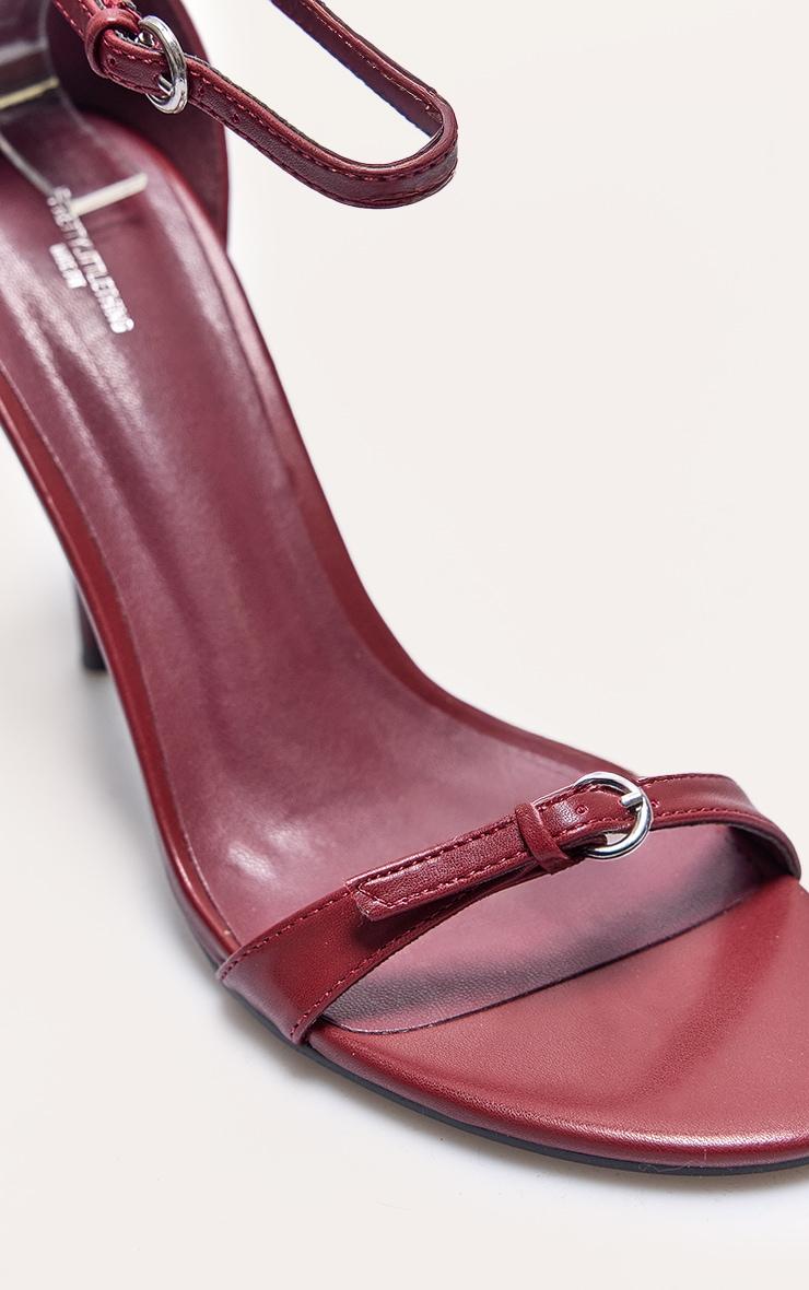 Red PU Wide Fit Round Toe High Stiletto Heeled Sandals Product Image