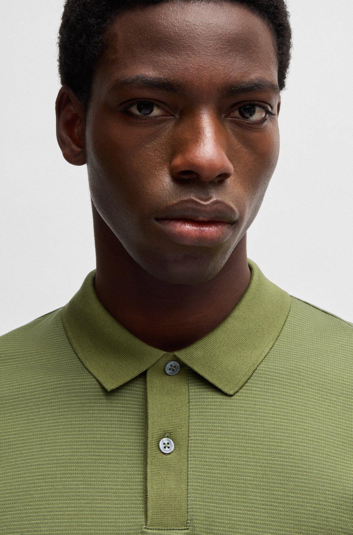 Micro-pattern polo shirt in mercerised cotton Product Image