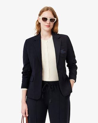 Embroidered Logo Slim Fit Wool Blazer Product Image