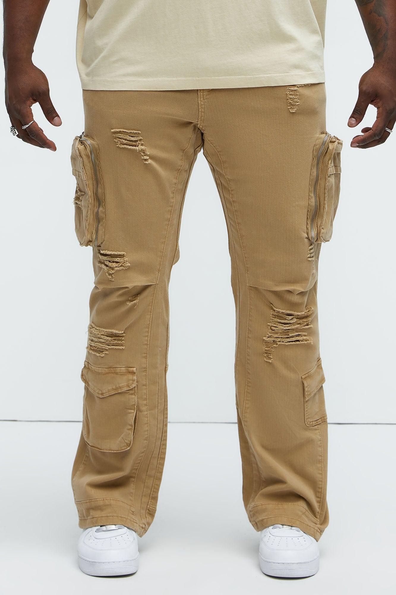 Carl Slim Flare Cargo Jeans - Khaki Product Image