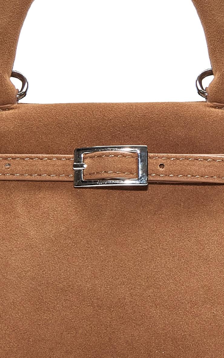 Tan Faux Suede Belt Detail Mini Cross Body Bag Product Image