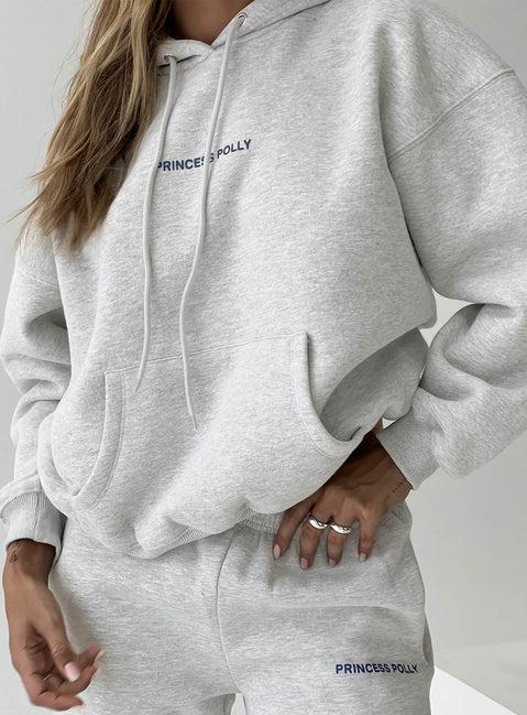 Princess Polly Hooded Sweatshirt Bubble Text Grey Marle / Slate Product Image