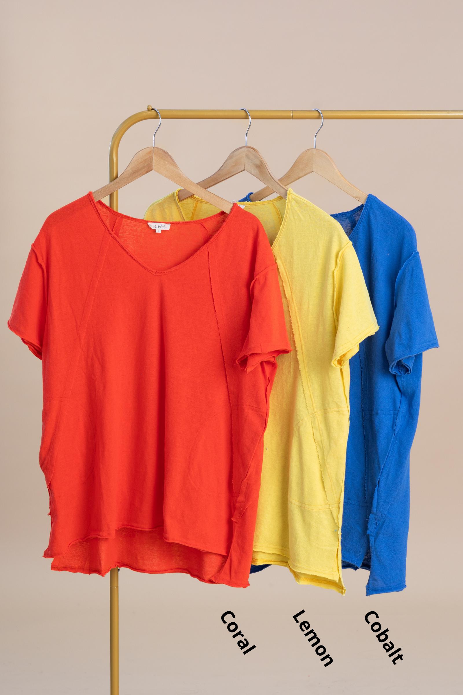 Oversized V-Neck Pocket Short Sleeve Knit Top Product Image
